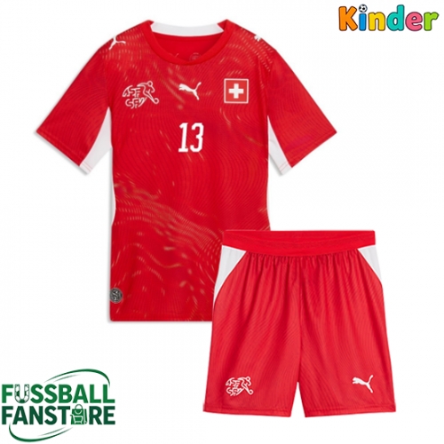Schweiz Zeki Amdouni #23 Replik Heimtrikot Kinder WM 2026 Kurzarm (+ Kurze Hosen)